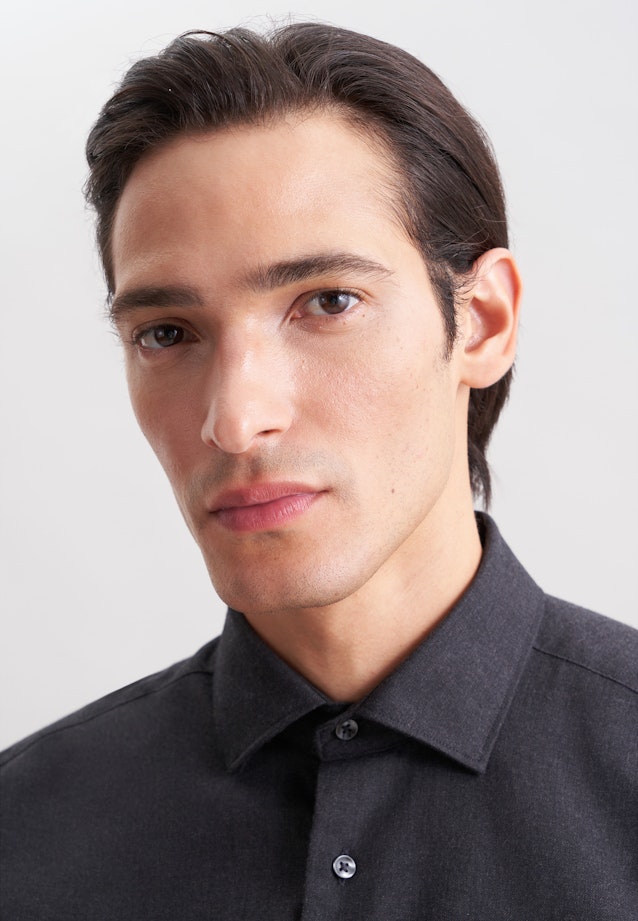 Regular Flanellhemd Uni in Grau |  Seidensticker Onlineshop