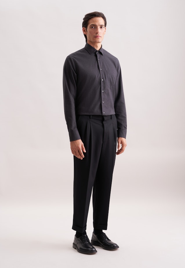 Regular Flanellhemd Uni in Grau |  Seidensticker Onlineshop