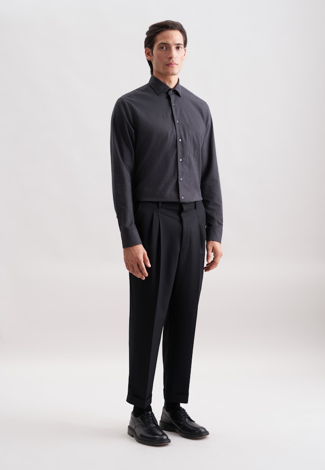 Regular Chemise en flanelle Uni in Gris |  Seidensticker Onlineshop