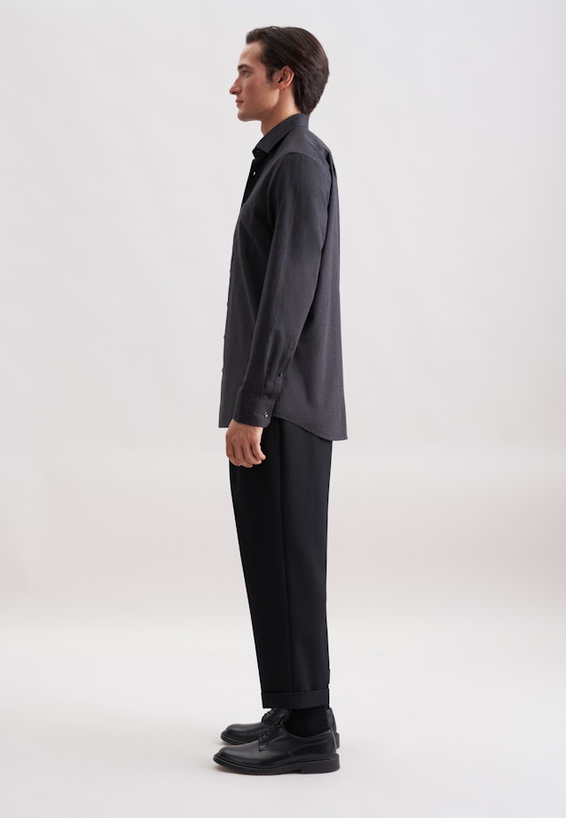 Regular Flanellhemd Uni in Grau |  Seidensticker Onlineshop