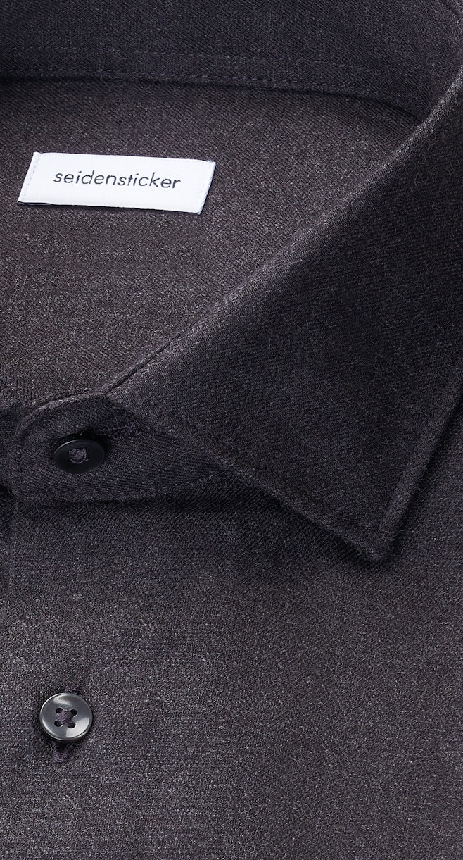 Regular Chemise en flanelle Uni dans Gris | Boutique en ligne Seidensticker