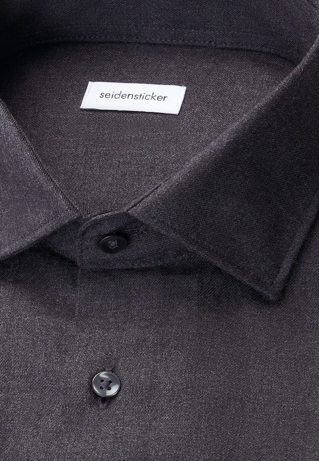 Regular Chemise en flanelle Uni dans Gris | Boutique en ligne Seidensticker