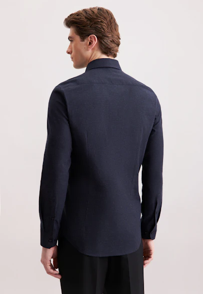 Slim Flanellhemd Uni in Dunkelblau |  Seidensticker Onlineshop