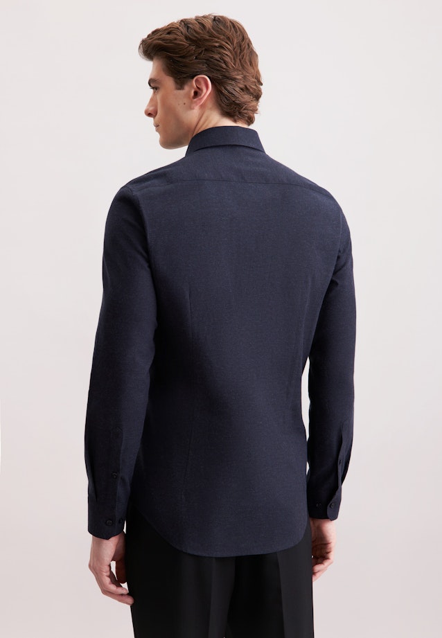 Slim Flanellhemd Uni in Dunkelblau |  Seidensticker Onlineshop