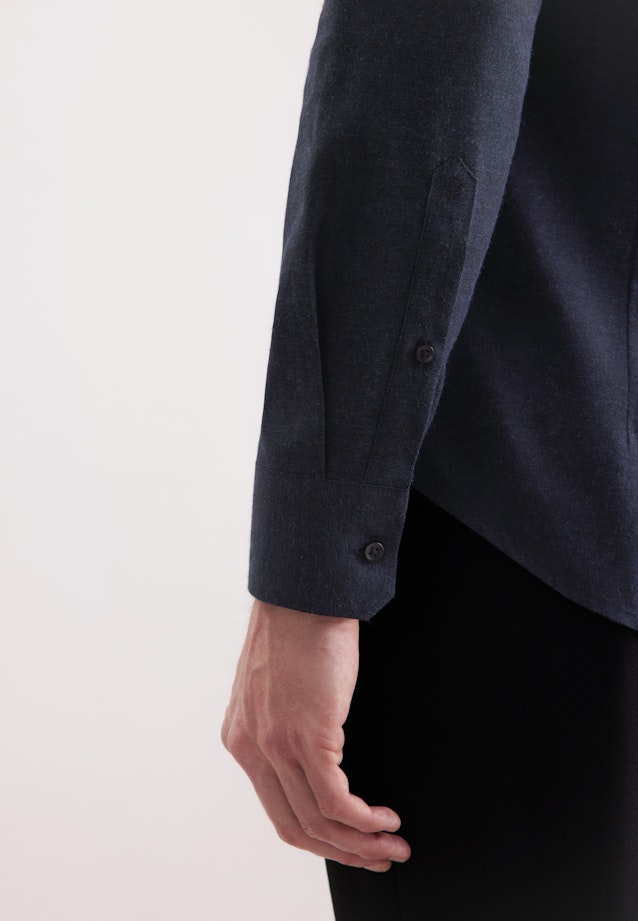 Slim Flanellhemd Uni in Dunkelblau |  Seidensticker Onlineshop