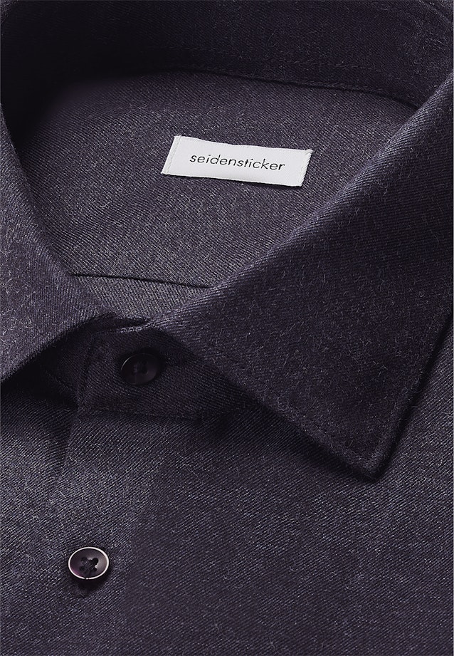 Slim Flanellhemd Uni in Dunkelblau |  Seidensticker Onlineshop