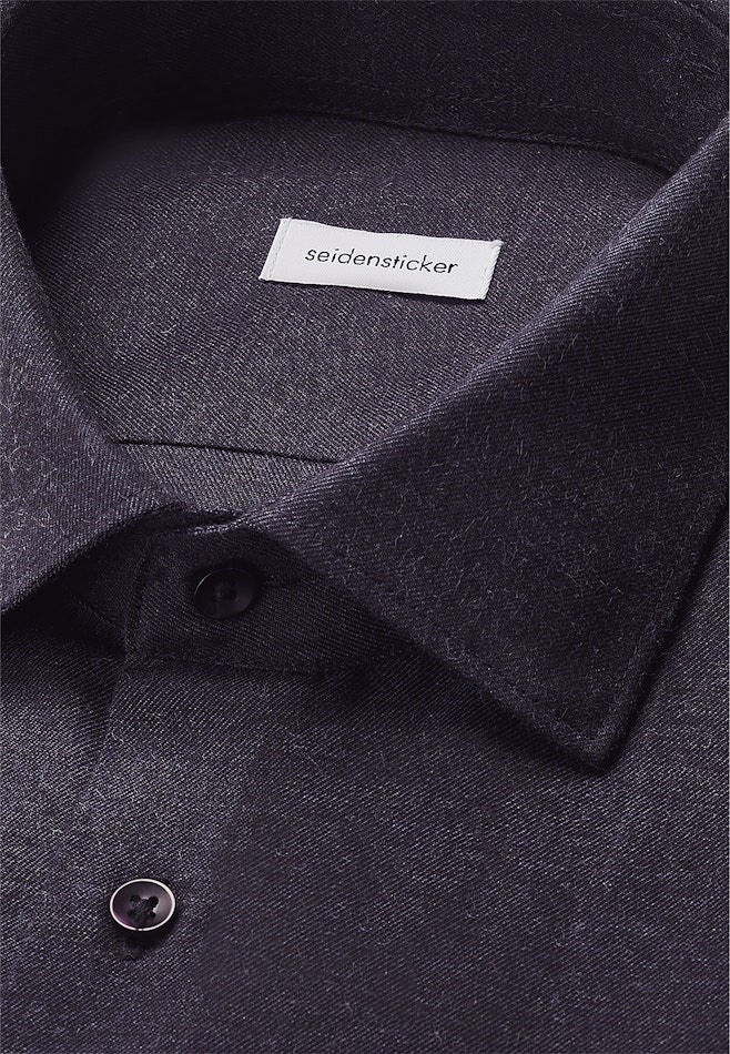 Slim Chemise en flanelle Uni dans Bleu Foncé | Boutique en ligne Seidensticker