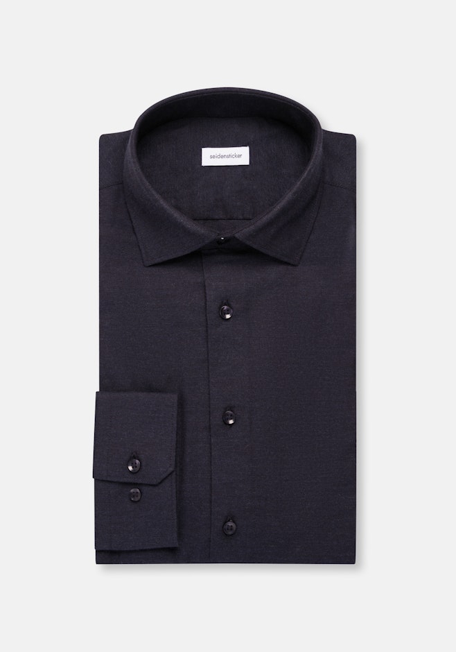 Slim Chemise en flanelle Uni dans Bleu Foncé | Boutique en ligne Seidensticker