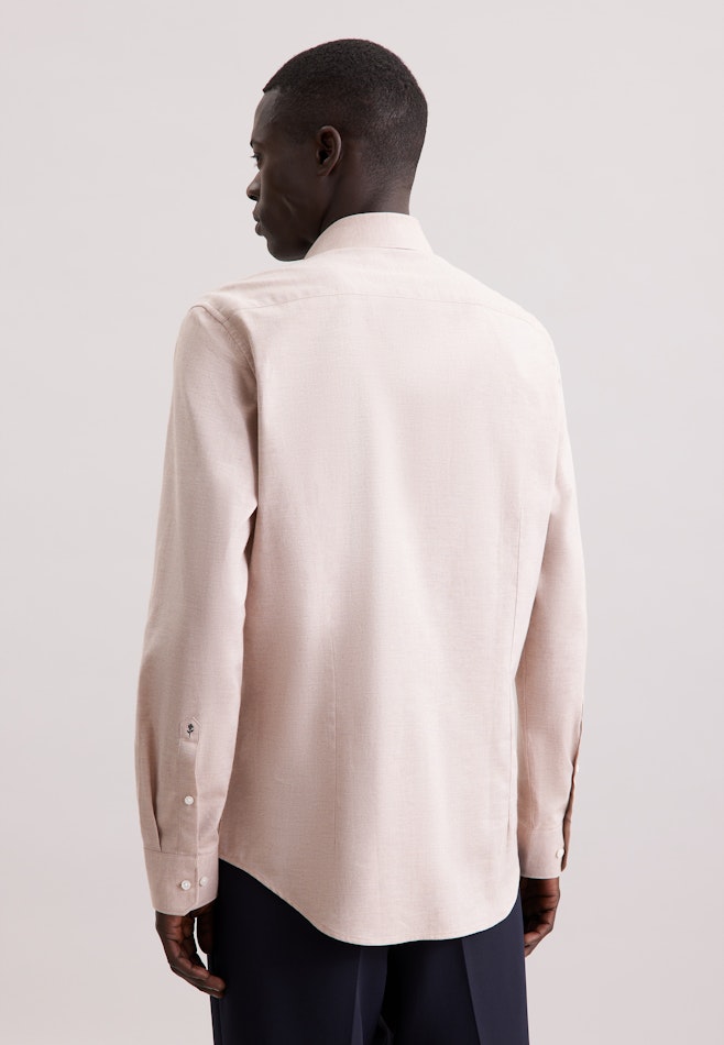 Slim Flanellhemd Uni in Beige | Seidensticker Onlineshop