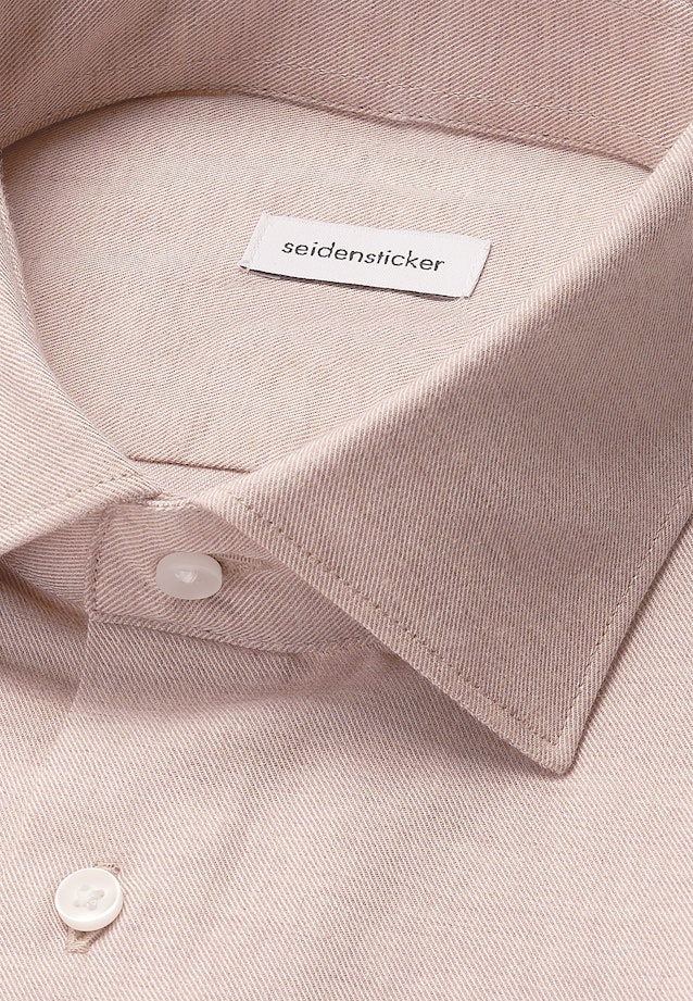 Slim Flanellhemd Uni in Beige |  Seidensticker Onlineshop