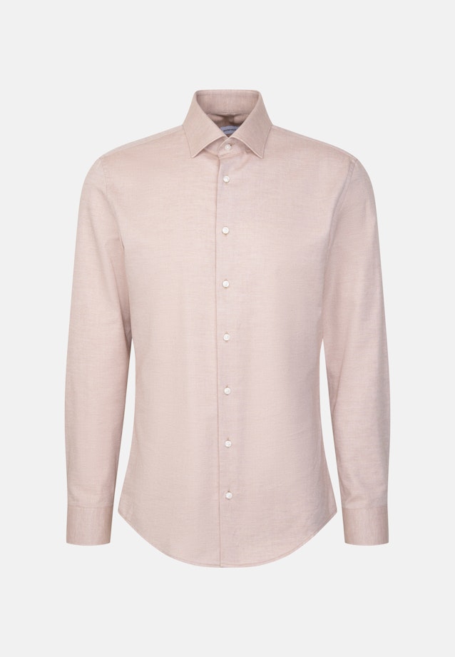 Slim Flanellhemd Uni in Beige |  Seidensticker Onlineshop