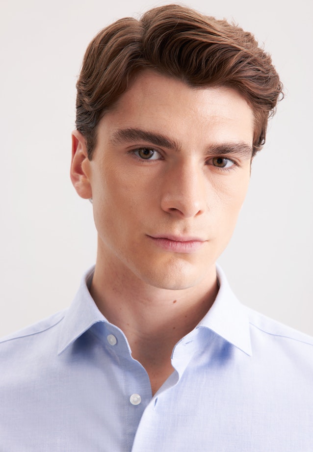 Slim Flanellhemd Uni in Mittelblau |  Seidensticker Onlineshop