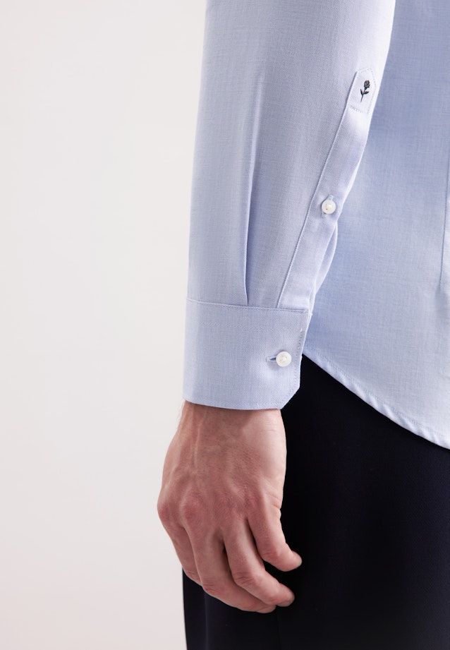 Slim Flanellhemd Uni in Mittelblau |  Seidensticker Onlineshop