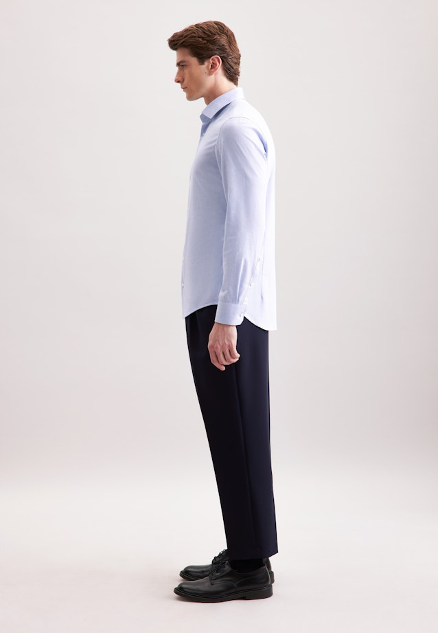 Slim Flanellhemd Uni in Mittelblau |  Seidensticker Onlineshop