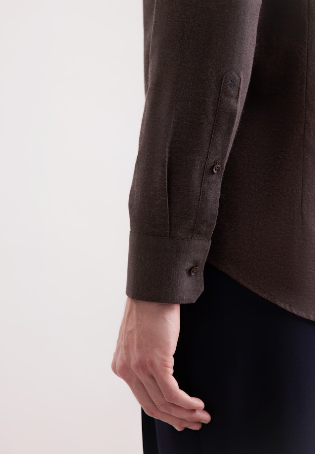 Slim Flanellhemd Uni in Braun |  Seidensticker Onlineshop