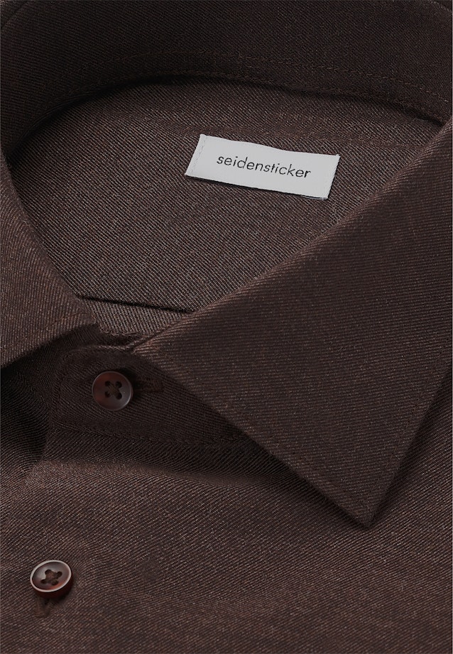 Slim Flanellhemd Uni in Braun |  Seidensticker Onlineshop