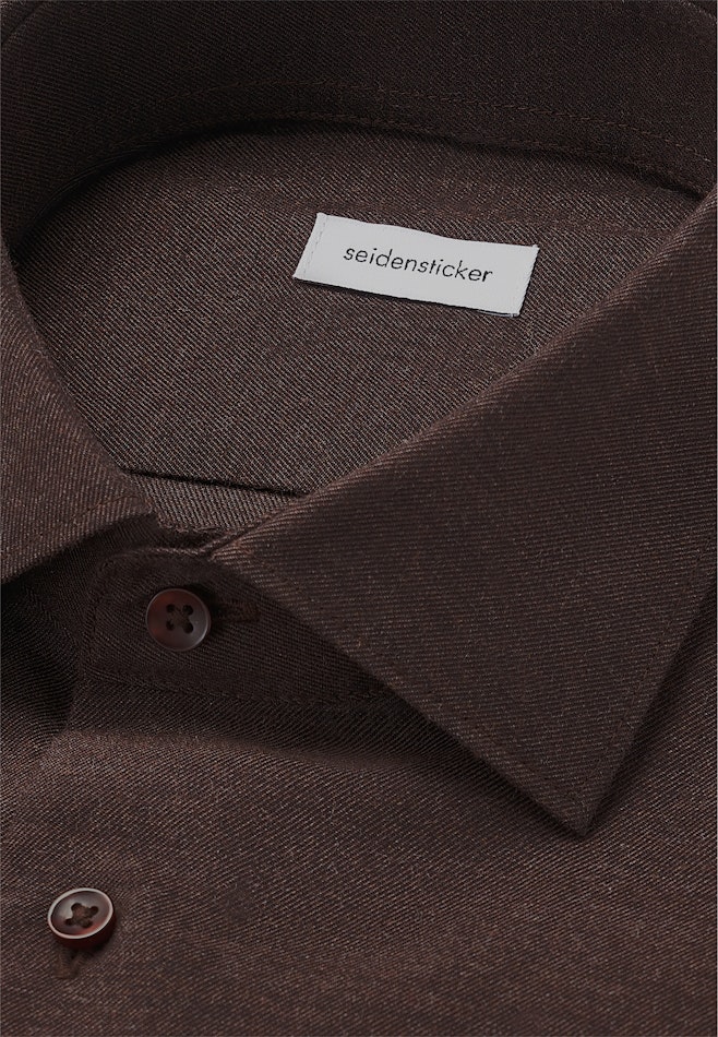Slim Chemise en flanelle Uni dans Marron | Boutique en ligne Seidensticker