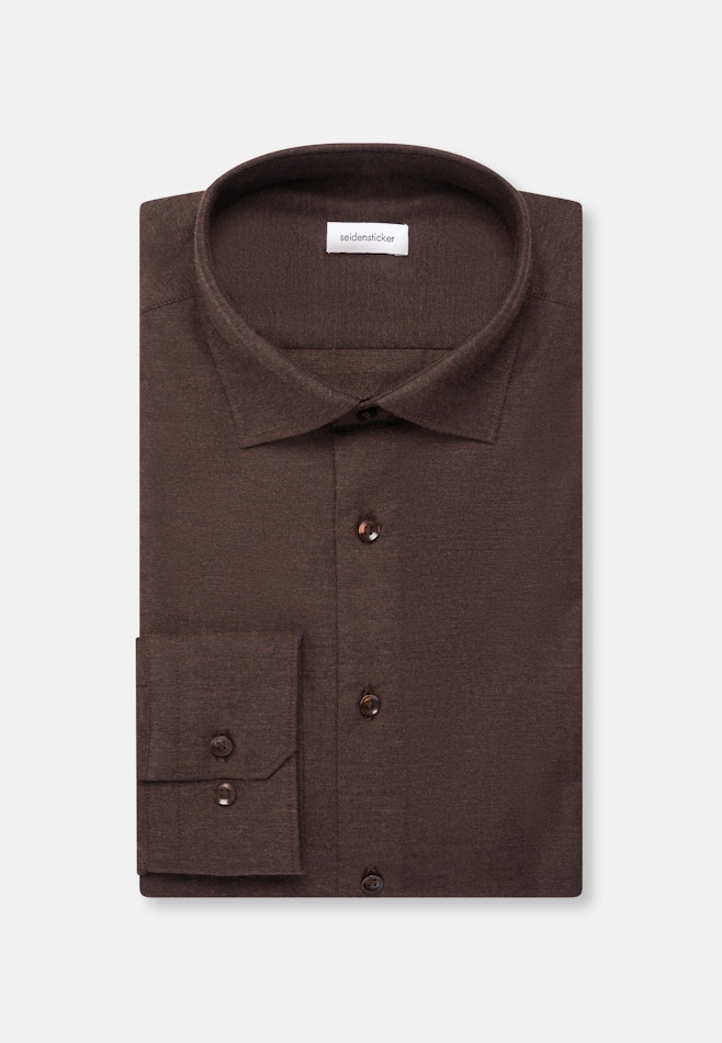Slim Flannel shirt Uni in Braun | Seidensticker online shop