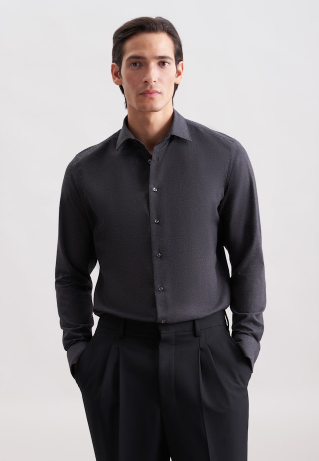 Slim Flanellhemd Uni in Grau |  Seidensticker Onlineshop