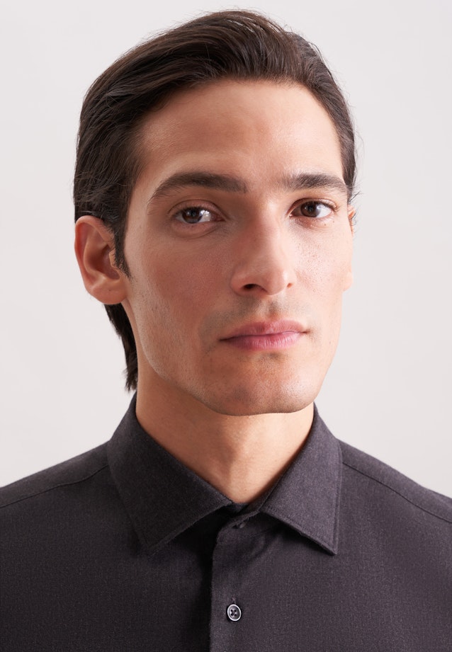 Slim Flanellhemd Uni in Grau |  Seidensticker Onlineshop