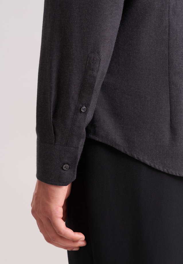 Slim Flanellhemd Uni in Grau |  Seidensticker Onlineshop