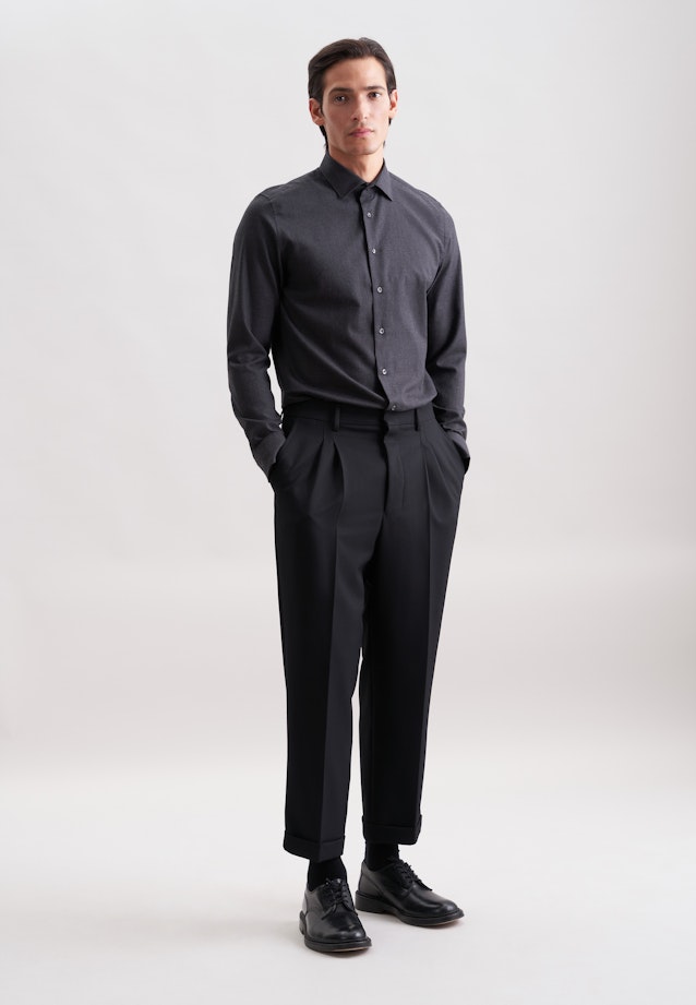 Slim Chemise en flanelle Uni in Gris |  Seidensticker Onlineshop