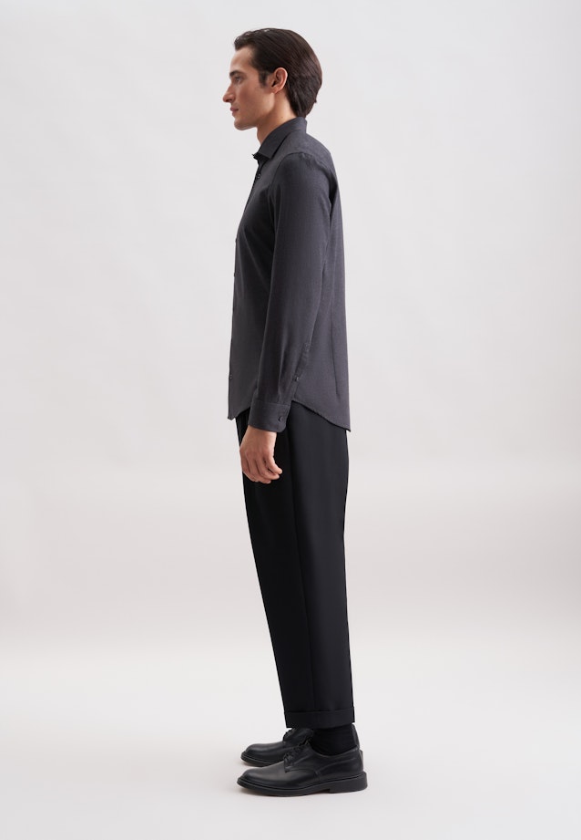 Slim Chemise en flanelle Uni in Gris |  Seidensticker Onlineshop