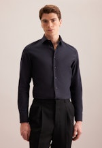 Shaped Flanellhemd Uni in Dunkelblau |  Seidensticker Onlineshop