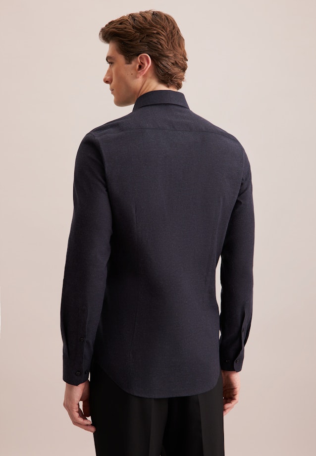 Shaped Flanellhemd Uni in Dunkelblau |  Seidensticker Onlineshop