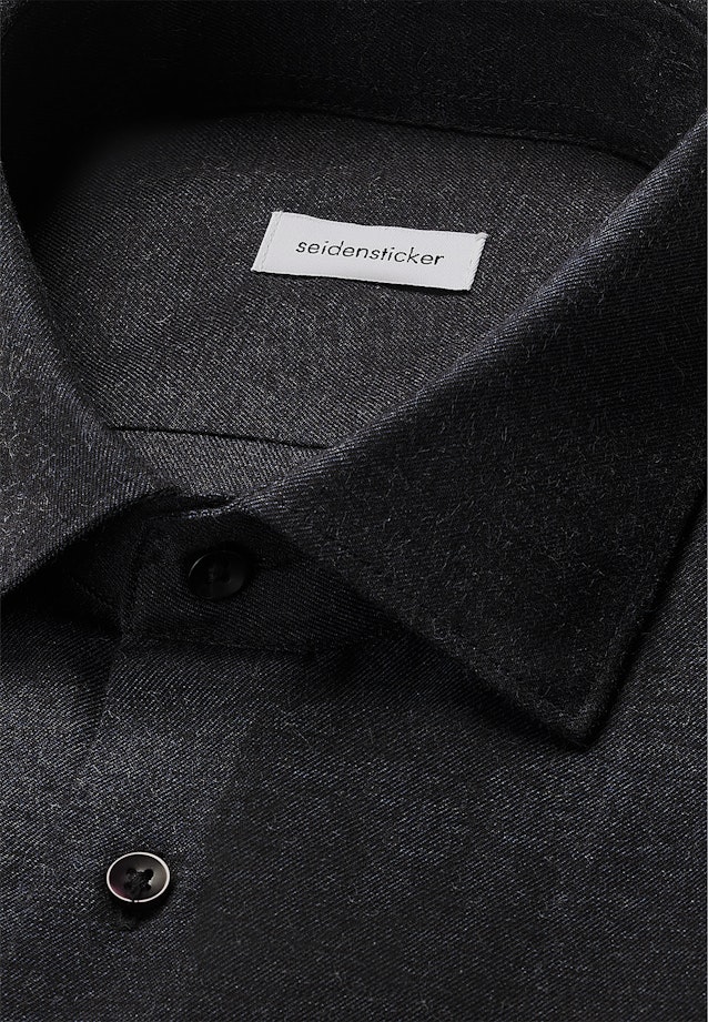 Shaped Flanellhemd Uni in Dunkelblau |  Seidensticker Onlineshop