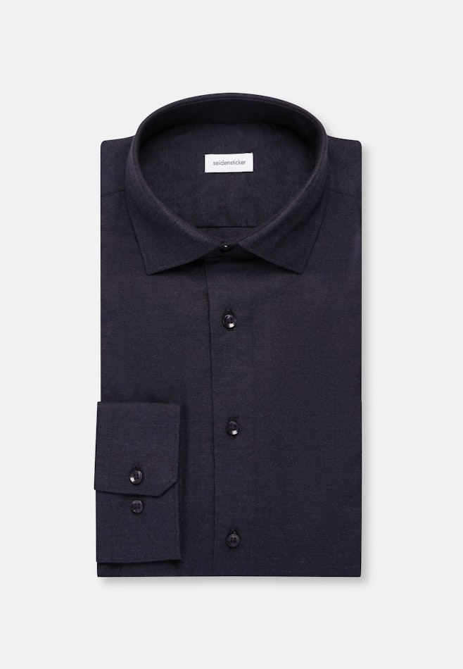 Shaped Chemise en flanelle Uni dans Bleu Foncé | Boutique en ligne Seidensticker