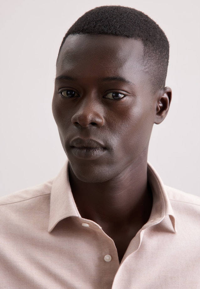 Shaped Flannel shirt Uni in Beige |  Seidensticker Onlineshop