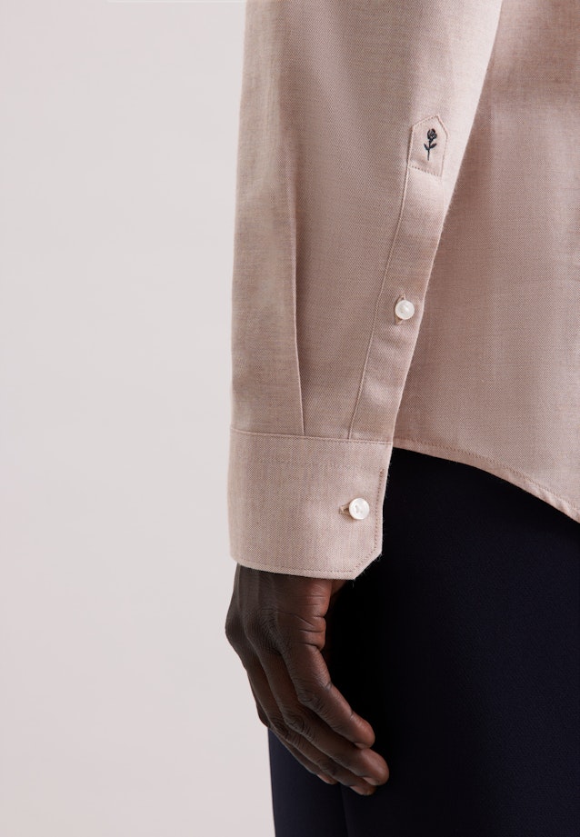 Shaped Flannel shirt Uni in Beige |  Seidensticker Onlineshop