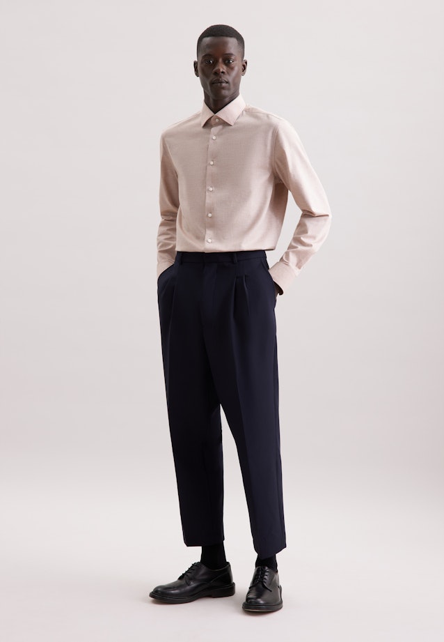 Shaped Flanellhemd Uni in Beige |  Seidensticker Onlineshop