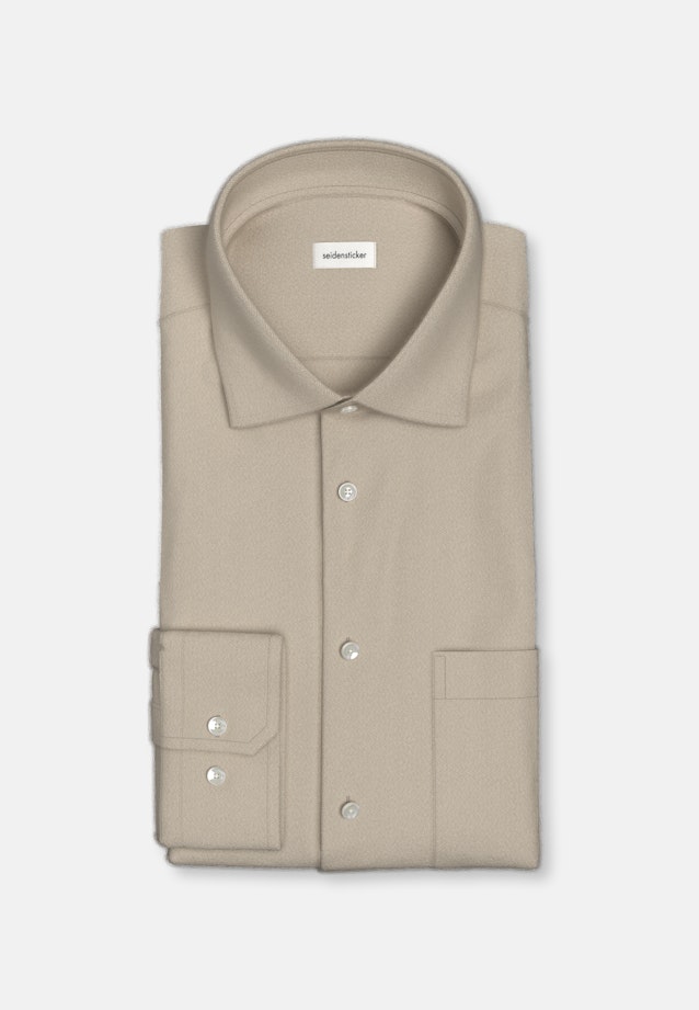 Shaped Flanellhemd Uni in Beige |  Seidensticker Onlineshop