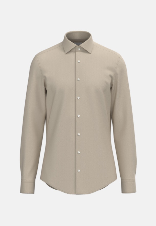 Shaped Flannel shirt Uni in Beige |  Seidensticker Onlineshop