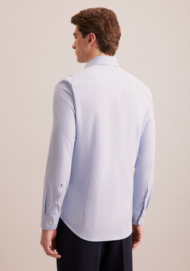 Shaped Flanellhemd Uni in Mittelblau | Seidensticker Onlineshop