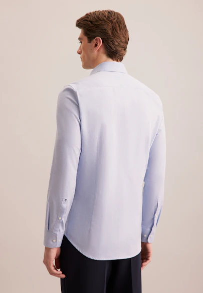 Shaped Flannel shirt Uni in Mittelblau |  Seidensticker Onlineshop