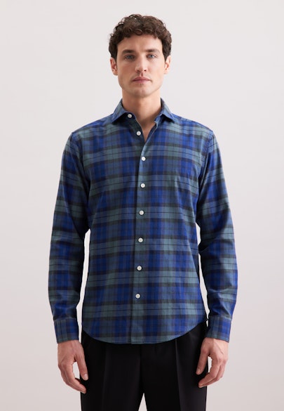 Regular Flannel shirt Check in Dunkelblau |  Seidensticker Onlineshop