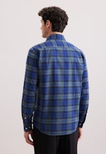 Regular Flanellhemd Karo in Dunkelblau |  Seidensticker Onlineshop