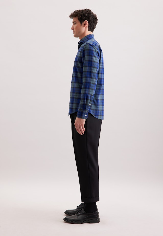 Regular Flanellhemd Karo in Dunkelblau |  Seidensticker Onlineshop