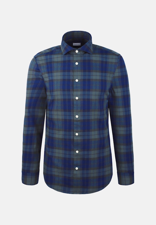 Regular Flanellhemd Karo in Dunkelblau |  Seidensticker Onlineshop