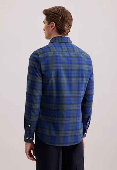 Slim Flanellhemd Karo in Dunkelblau |  Seidensticker Onlineshop