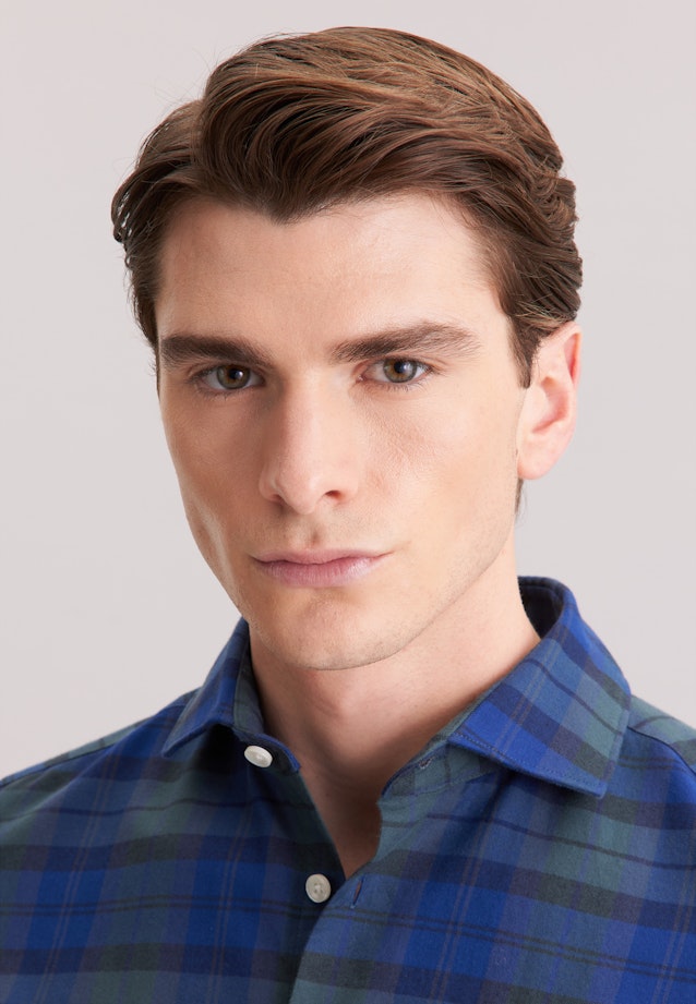 Slim Chemise en flanelle carreaux in Bleu Foncé |  Seidensticker Onlineshop