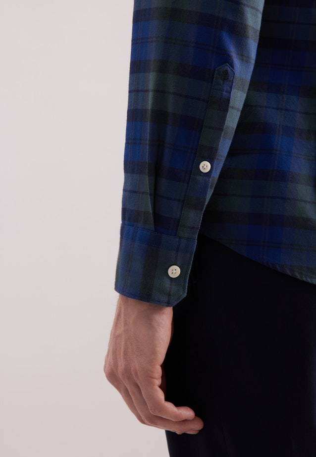 Slim Chemise en flanelle carreaux in Bleu Foncé |  Seidensticker Onlineshop