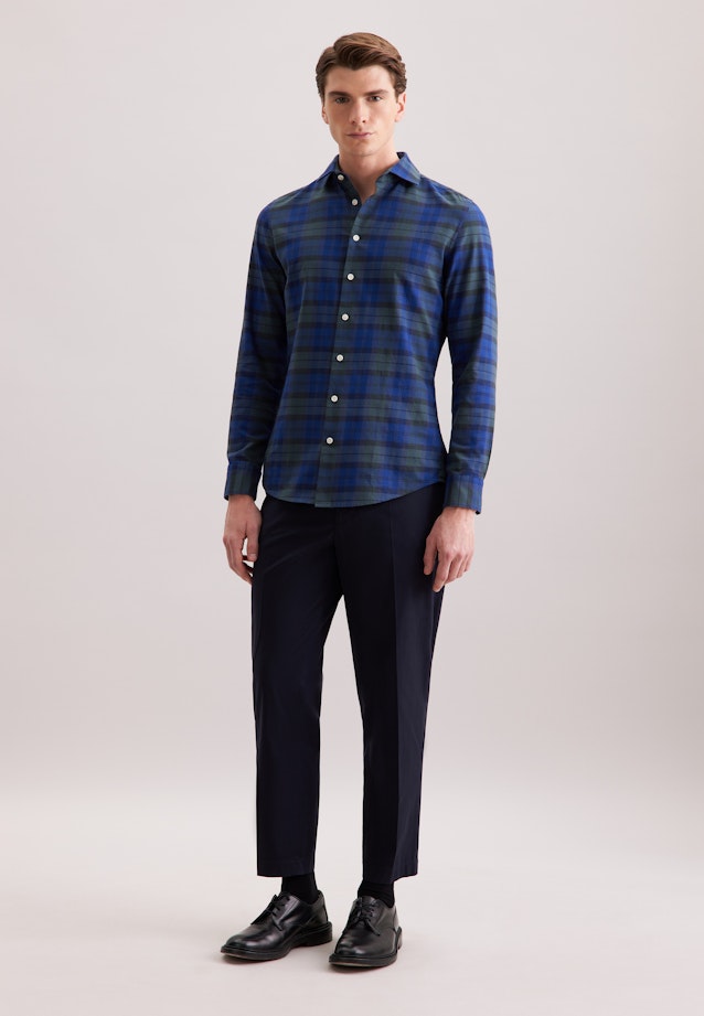 Slim Flanellhemd Karo in Dunkelblau |  Seidensticker Onlineshop