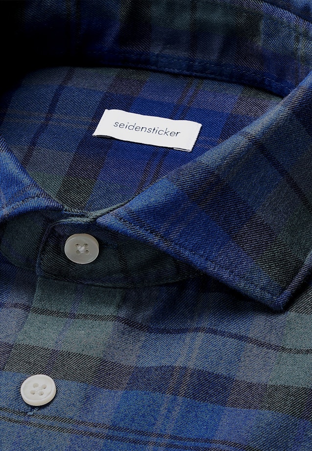 Slim Chemise en flanelle carreaux in Bleu Foncé |  Seidensticker Onlineshop