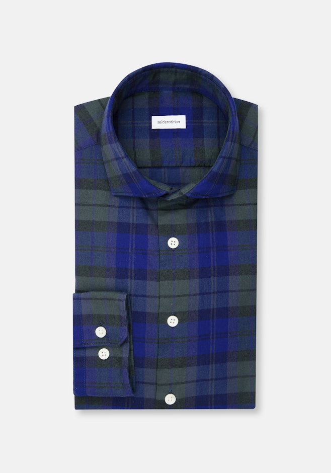 Slim Chemise en flanelle carreaux dans Bleu Foncé | Boutique en ligne Seidensticker