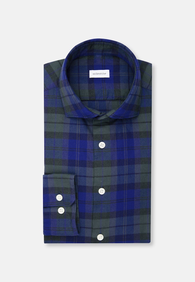Slim Chemise en flanelle carreaux in Bleu Foncé |  Seidensticker Onlineshop