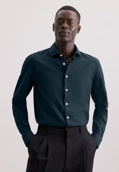 Slim Flannel shirt Pepita in Dunkelblau |  Seidensticker Onlineshop